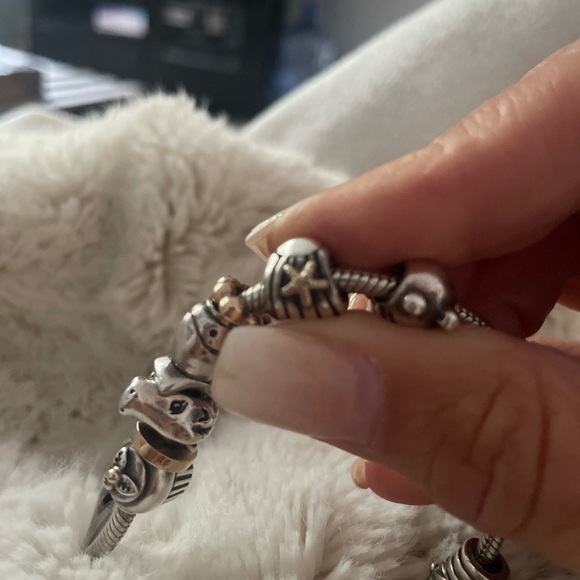 PANDORA Silver BRACELET with 11 Gold and SILVER  CHARMS !!!!!! - Picture 4 of 13